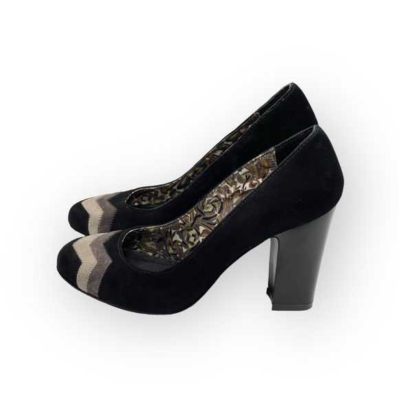 Missoni x Target ミ★ Barkwood Chevron Print Suede Heeled Pumps ミ★ Black ミ★ 6.5M - Picture 6 of 16